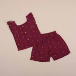 Ethnic Maroon Girls Co-Ord Set - Chic & Comfortable Summer Wear