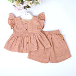 Peach Hakoba Cotton Girls Co-ord Set Sweet & Subtle