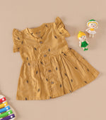 Warm Mustard Handwoven Ethnic Frill Frock – Soft Silk