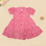 Stylish Pink Hakoba Baby Frock with Eyelet Embroidery