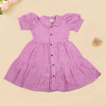 Lavender Cotton Baby Frock with Hexagon Hakoba Embroidery