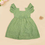 Stylish Green Hakoba Frock with Bow Detail for Girls