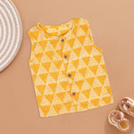Block Printed Geometric Mustard Jabla - Stylish Everyday Wear Boon Babies