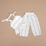 Co-ord Set Tie Model for Girls - Chic Striped Cotton Outfit