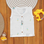 Muslin Printed Wooden Button Jabla PJ006 - Bunny Print