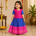 Girls ethnic top and skirt set by Boon Babies, soft cotton lining, featuring colorful traditional patterns and comfortable fit.