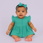Mint Blue Crinkled Muslin Baby Frock – Soft & Breezy Comfort