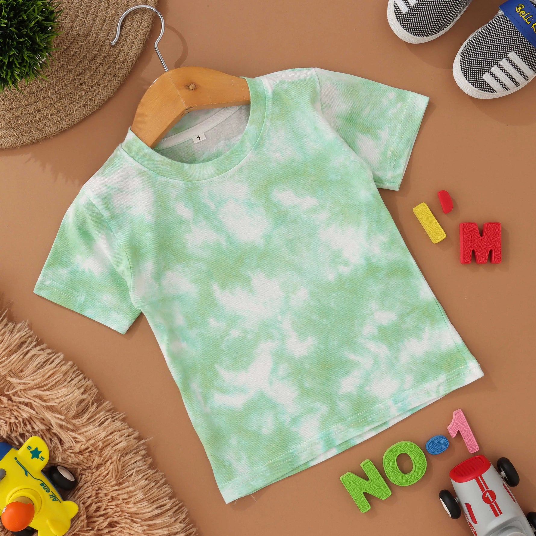 Fresh Mint: Light Green Tie & Dye Kids T shirt Boon Babies