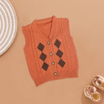 Classic Argyle Knitted Vest for Kids - Terracotta Touch Boon Babies