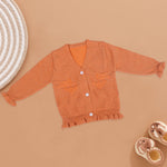 Soft Orange Knit Baby Cardigan - Vibrant Winter Style by Boon Babies Boon Babies
