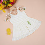 Baby Premium Soft Cotton Striped Frock with Green Shell Motif