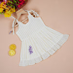 Baby Soft Cotton Striped Frock with Purple Floral Motif