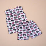 Jaipur Cotton Baby Jabla with Shorts - Black & Maroon Elephant