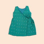 Graceful Aqua Green Baby Ethnic Side Knot Leaf Frock for Girls