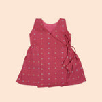 Charming Coral Red Baby Ethnic Side Knot Leaf Frock for Girls