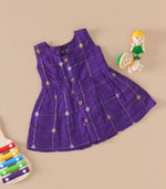 Royal Purple Ethnic Butta Sleeveless Silk Baby Frock
