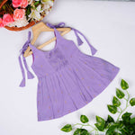 Baby Silk Knot Frock – Lavender Gathered Front Casual Wear