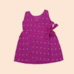 Charming Magenta Pink Baby Ethnic Side Knot Leaf Frock for Girls