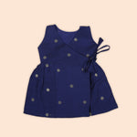 Navy Blue Side Knot Baby Ethnic Frock in Silk