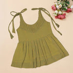 Baby Silk Knot Frock – Olive Diamond Weave Casual Look