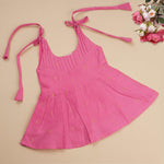 Baby Silk Knot Frock – Pink Diamond Weave Casual