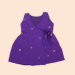 Regal Purple Baby Ethnic Frock in Silk with Gold Polka Weave