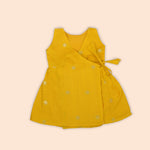 Yellow Baby Ethnic Silk Frock with Polka Woven Dots