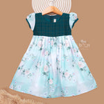 Teal Silk Ethnic Dress For Girls