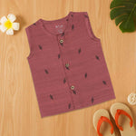 Maroon Ethnic Jabla with Wooden Buttons – Soft & Traditional