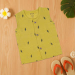 Yellow Ethnic Jabla with Wooden Buttons – Soft & Festive