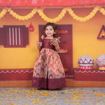 Regal Maroon and Gold Ethnic Pattu Pavadai Set for Girls Boon Babies