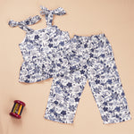 Girls Cotton Co-Ord Set – Navy Floral Casual Wear