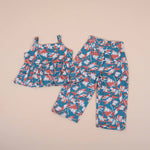 Girls Cotton Co-Ord Set - Ocean Bloom Print
