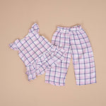 Stylish Pink & Blue Checkered Co-ord Set for Girls