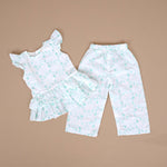 Elegant White Floral Co-ord Set for Girls