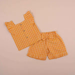 Peach Zigzag Cotton Girls Co-Ord Set - Soft & Stylish for Summer