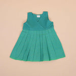 Traditional Pleated Cotton Frock – Teal Green
