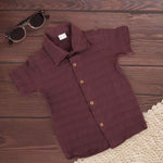 Boys Cotton Shirt – Brown Floral Jaal Print