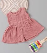 Dusty Rose Crinkled Muslin Sleeveless Baby Frock