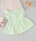 Mint Whisp Crinkled Muslin Frill Frock – Pastel Green Softness