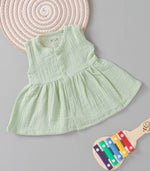Mint Whisp Crinkled Muslin Sleeveless Baby Frock