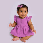 Rose Orchid Pink Crinkled Muslin Baby Frock – Lightweight & Adorable