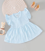 Sky Mist Crinkled Muslin Frill Frock – Cool Breeze Softness