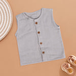 Organic Baby Clothes: Boon Babies solid jabla 2-layer muslin vest for sensitive skin, soft and breathable baby clothing.