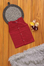 Maroon solid organic muslin jabla for babies with snap closure, four-layer breathable fabric by Boon Babies.
