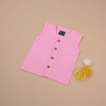 Soft Pink Muslin Baby Jabla with Wooden Buttons Boon Babies