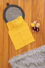 Organic muslin baby vest in mustard yellow, soft eco-friendly solid jabla by Boon Babies, made with 4-layer breathable fabric.