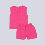 Bright Pink Muslin Jabla & Shorts Set – Soft & Stylish Comfort for Babies