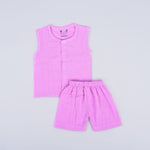 Lilac Crinkled Muslin Jabla and Shorts Set – Soft & Dreamy Babywear