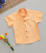 Boys Cotton Mandarin Collar Shirt – Orange